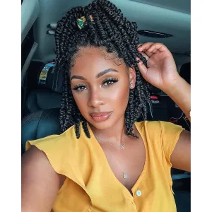 Passion Twist Hair 10 Inch Pre-twisted Passion Twist Crochet Hair for Women Kids Pre-looped Crochet Braids Bohemian Short Curly Crochet Hair Synthetic Hair Extensions 8 packs 1B