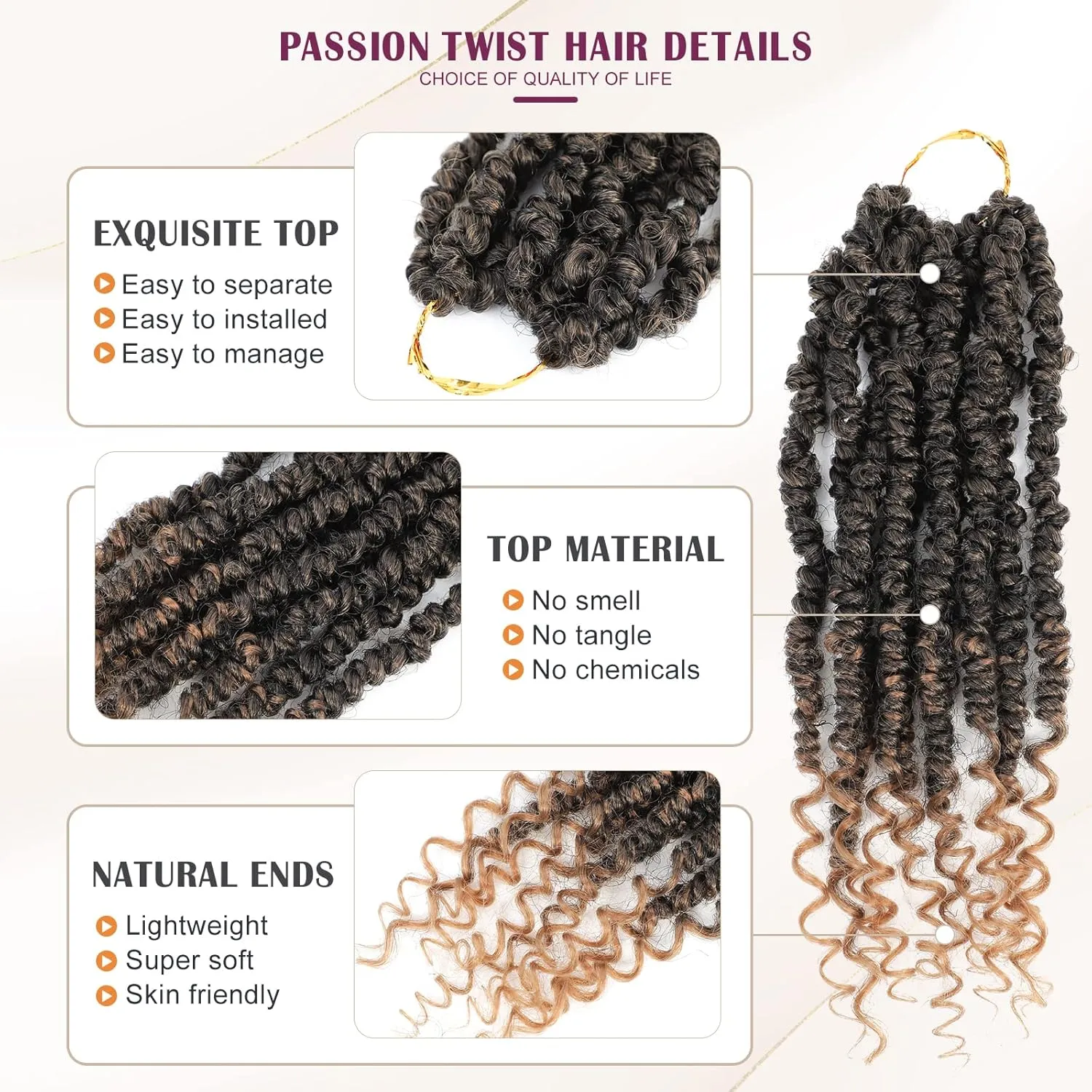 Passion Twist Hair 12 Inch,Passion Twist Crochet Hair,Pretwisted Passion Twist Hair 8 Packs,Short Passion Twist Crochet Braids,Pre Looped Crochet Hair for Black Women(1B/27)
