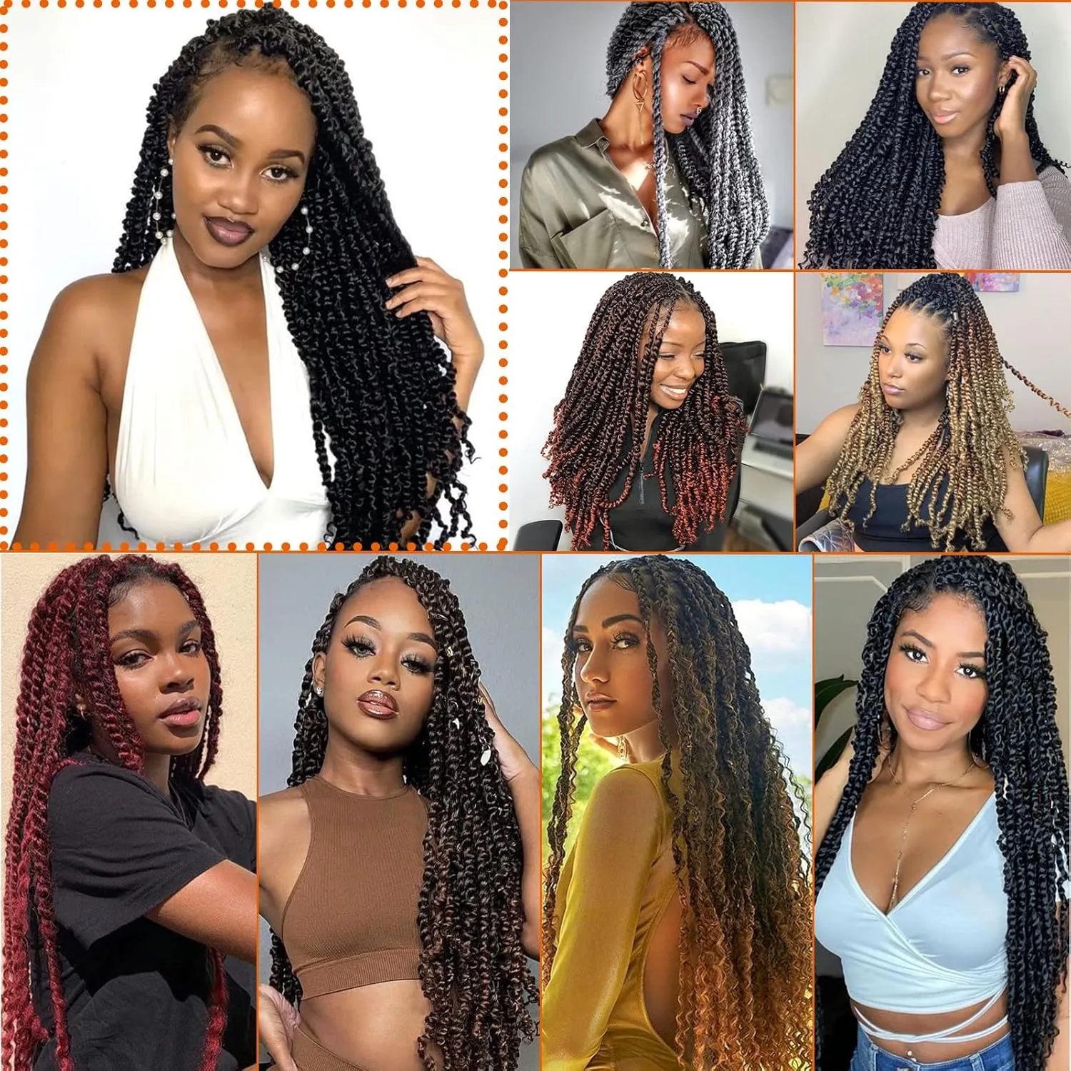 Passion Twist Hair 18 Inch Pre-twisted Passion Twist Crochet Hair for Women Pre-looped Water Wave Crochet Braids Bohemian Curly Crochet Hair Synthetic Hair Extensions 8 packs 1B
