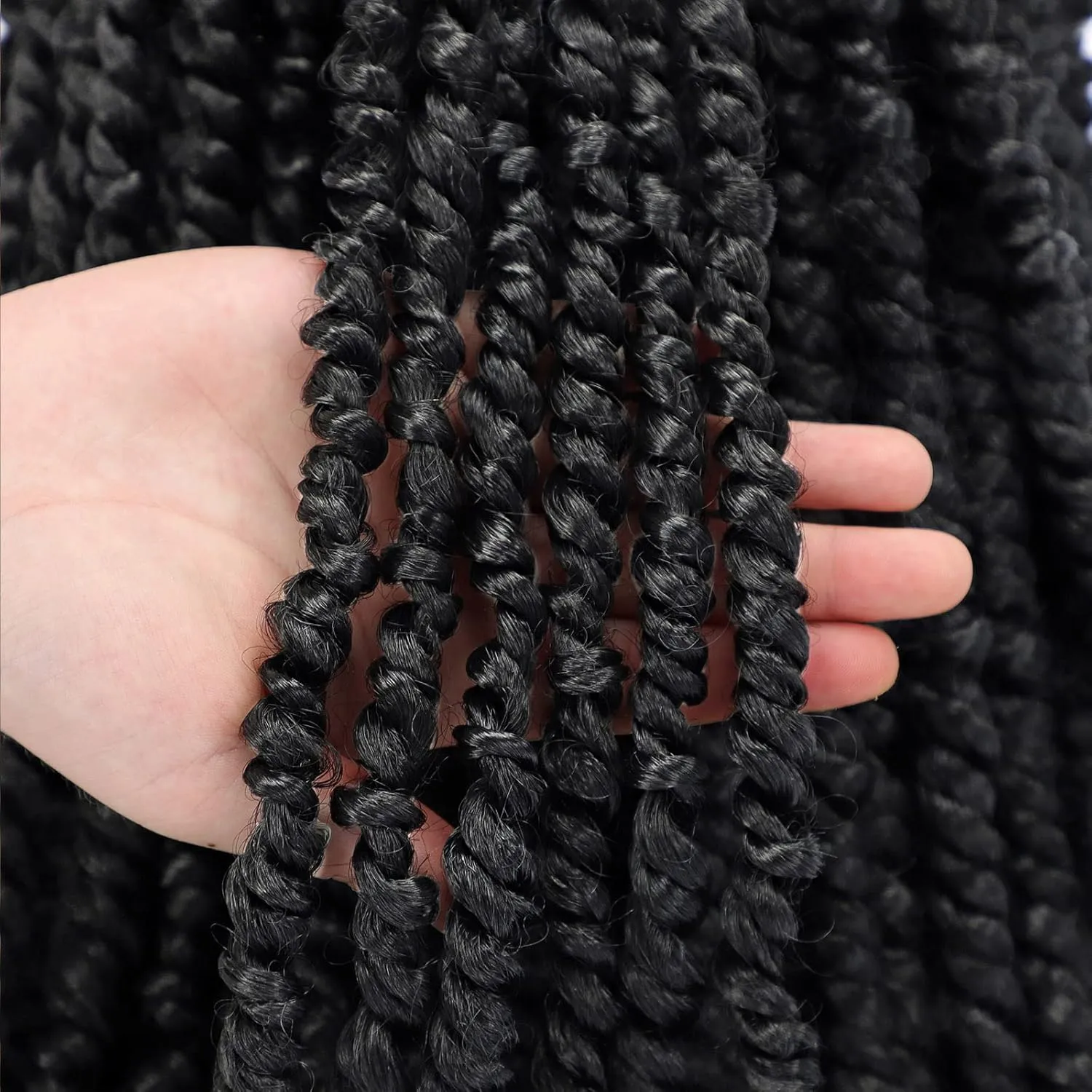 Passion Twist Hair 18 Inch Pre-twisted Passion Twist Crochet Hair for Women Pre-looped Water Wave Crochet Braids Bohemian Curly Crochet Hair Synthetic Hair Extensions 8 packs 1B