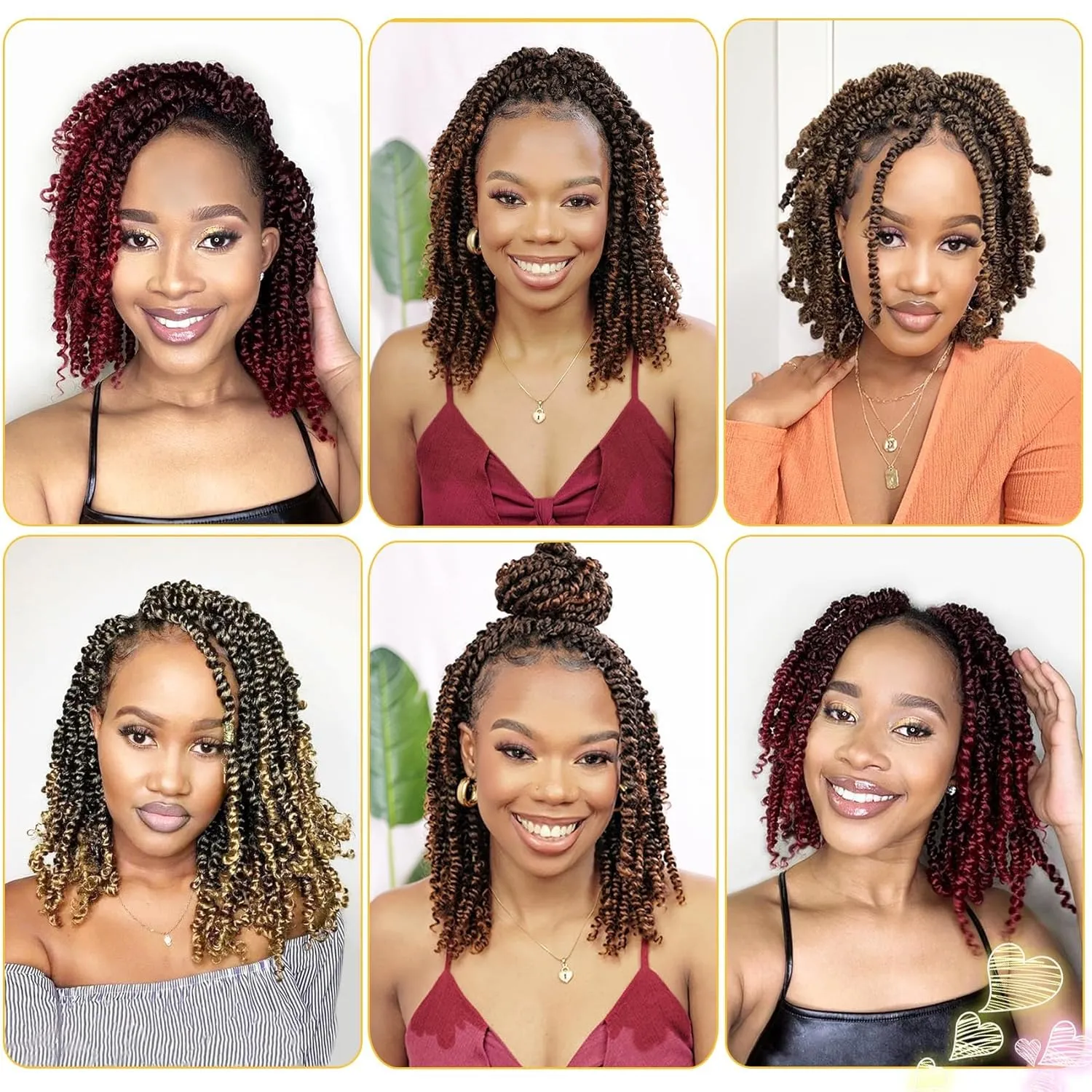 Passion Twist Hair 6 Inch 8 Packs Pre-Twisted Pre-Looped Crochet Hair for Black Women, Short Curly Passion Twist (6 Inch, Pack of 8, Gray#)