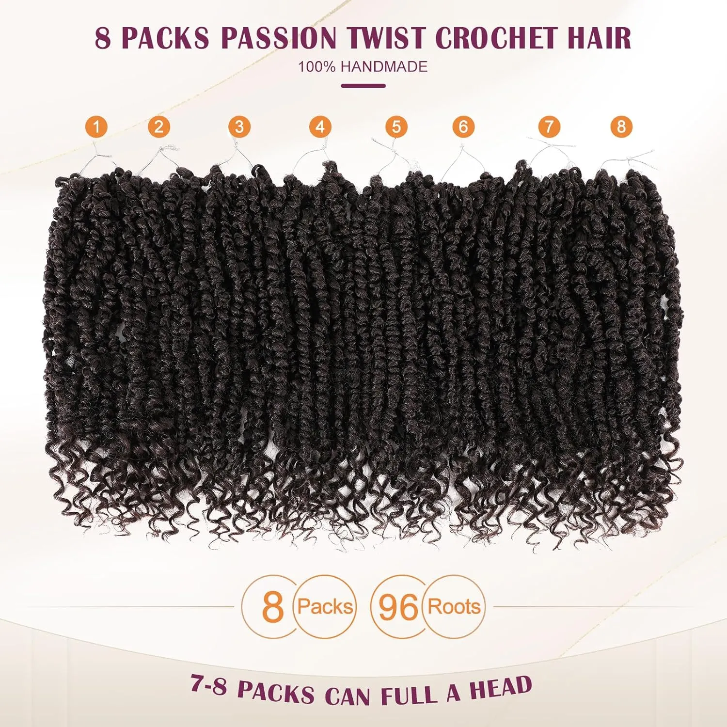 Passion Twist Hair,Pretwisted Crochet Hair 12 Inch,Passion Twist Crochet Hair 8 Packs Pretwisted Passion Twist Hair,Short Pre Looped Crochet Hair for Black Women(4#)