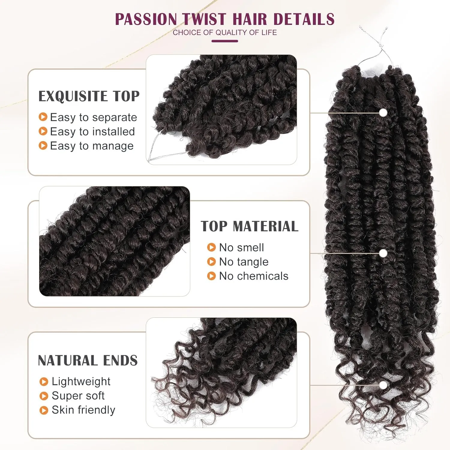 Passion Twist Hair,Pretwisted Crochet Hair 12 Inch,Passion Twist Crochet Hair 8 Packs Pretwisted Passion Twist Hair,Short Pre Looped Crochet Hair for Black Women(4#)