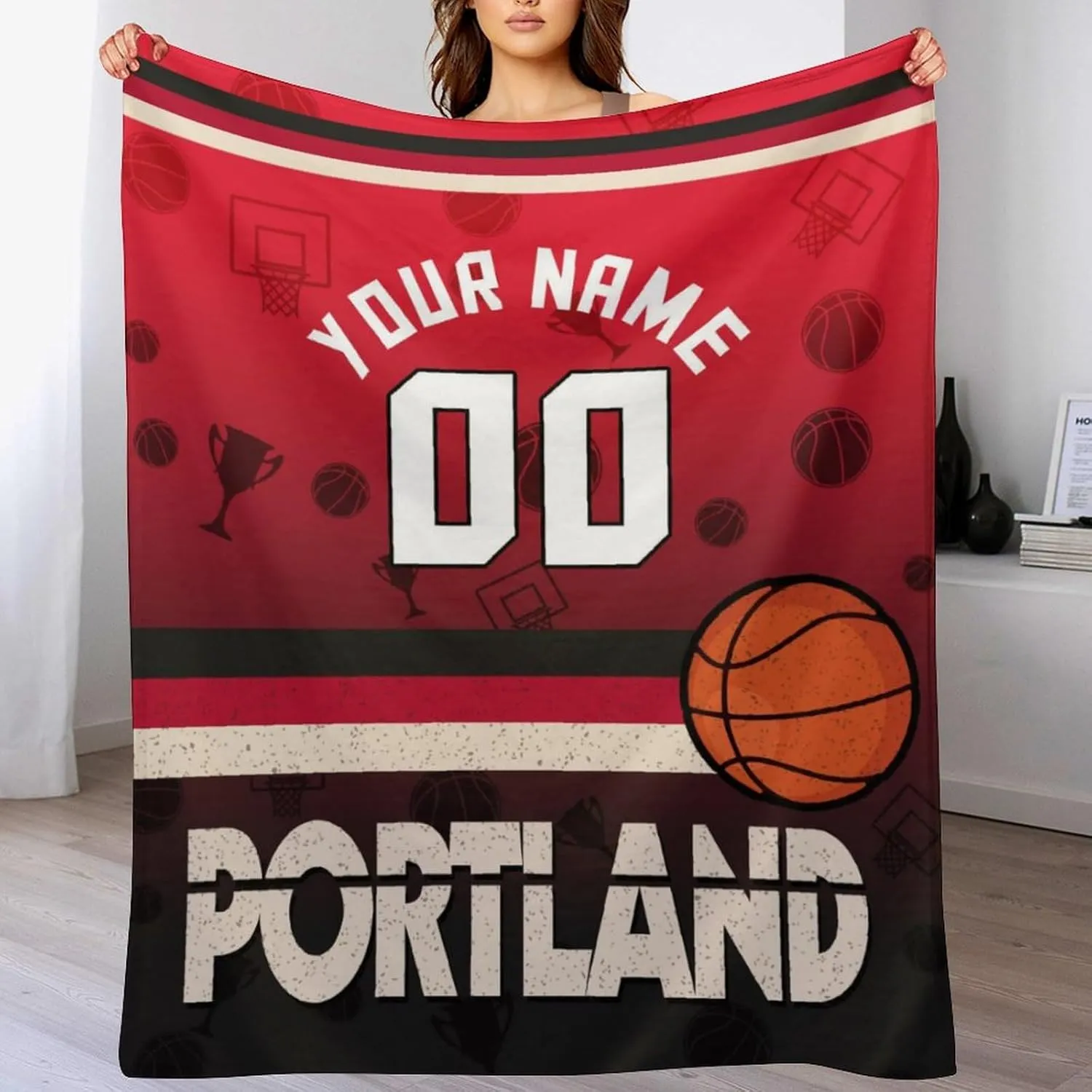 Personalized Basketball Throw Blankets Add Name Numbers Flannel Blankets Basketball Fans Gifts 50" x 40",60" x 50",80" x 60"