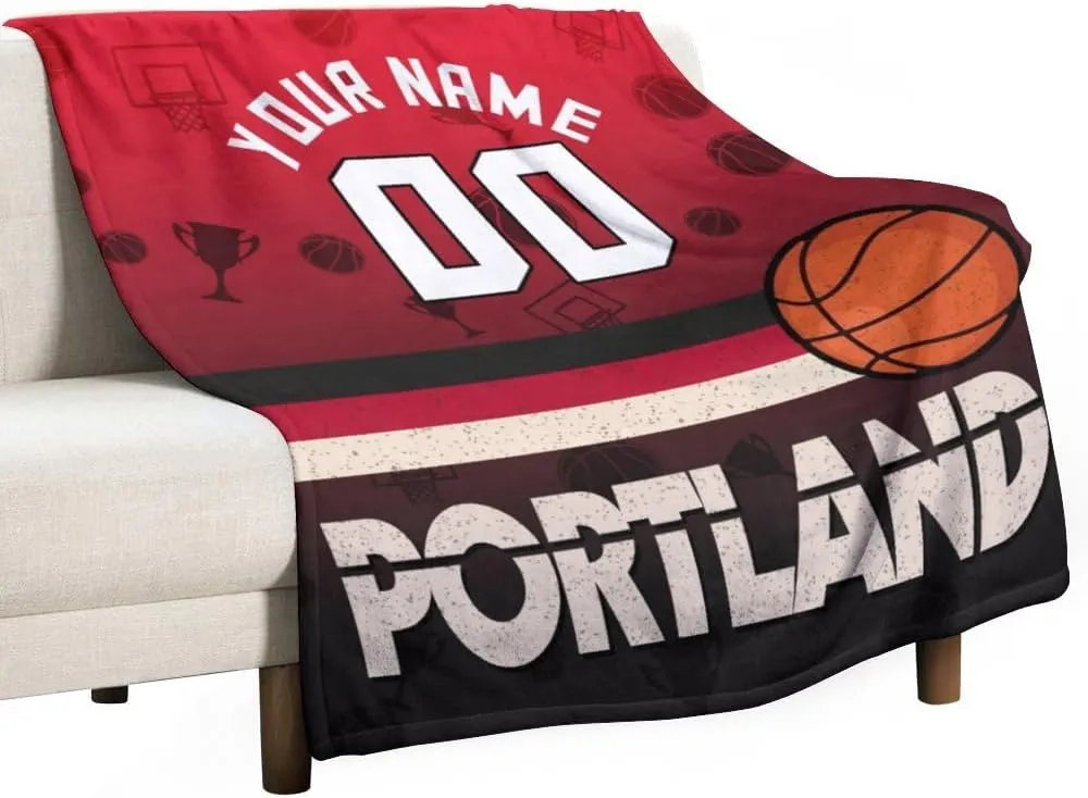 Personalized Basketball Throw Blankets Add Name Numbers Flannel Blankets Basketball Fans Gifts 50" x 40",60" x 50",80" x 60"