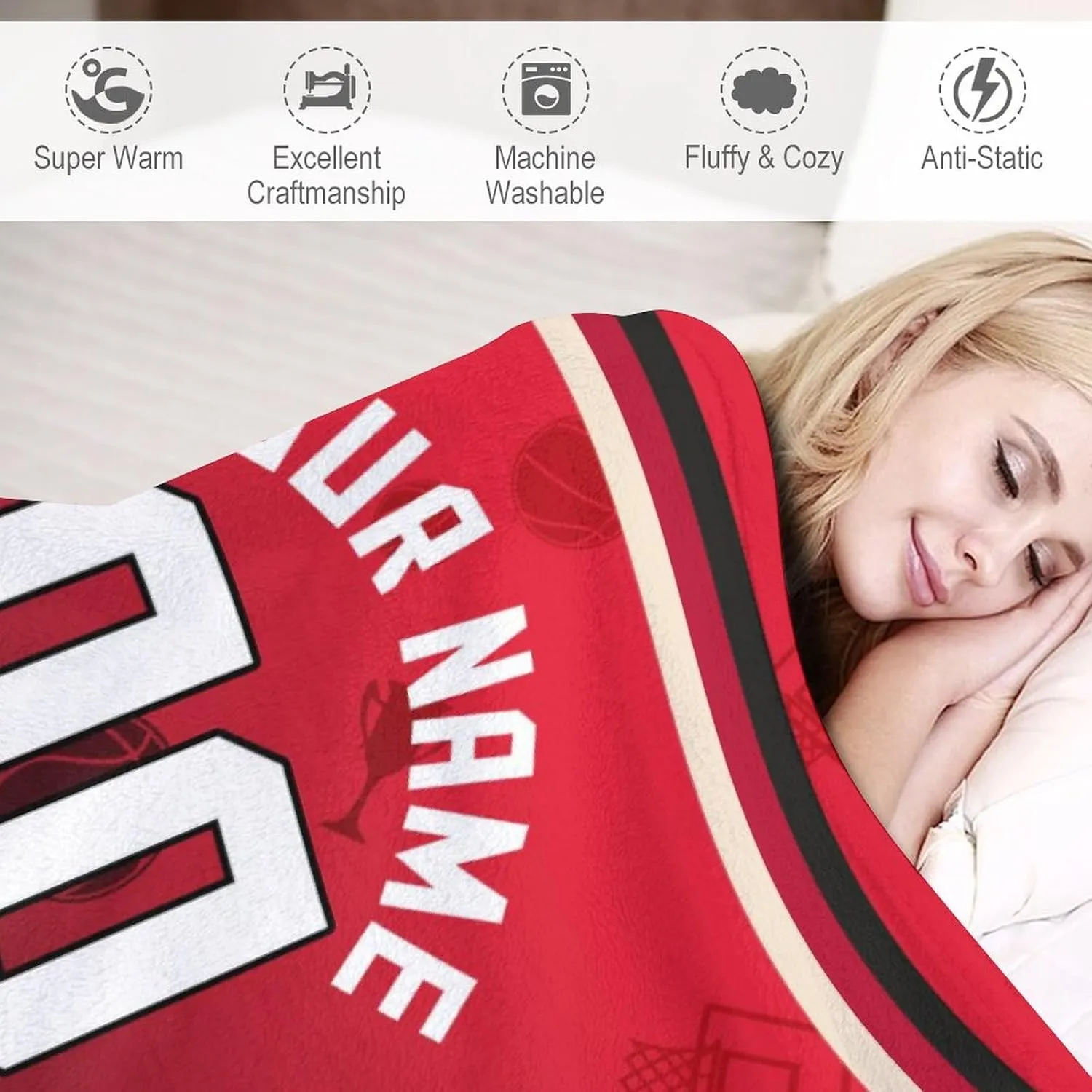 Personalized Basketball Throw Blankets Add Name Numbers Flannel Blankets Basketball Fans Gifts 50" x 40",60" x 50",80" x 60"