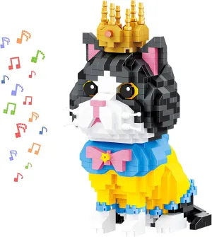 Pet Cat Building Set Toys, 875Pcs, with Original Scene Music, Gifts for Adults and Children.
