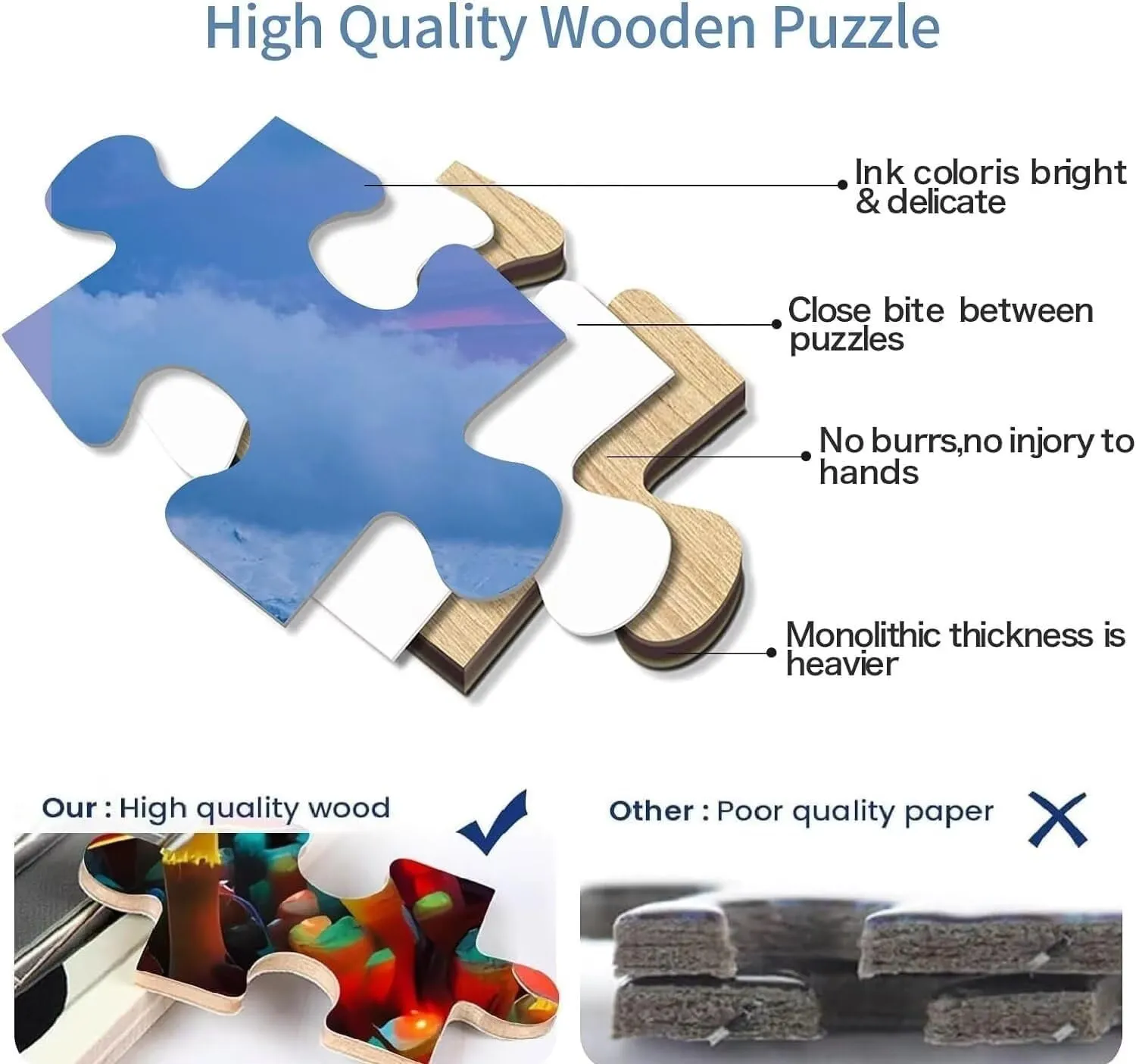 Piano Musical Different Instruments Notes 500 Piece Wood Puzzle for Adults Kids Jigsaw Puzzles Educational Challenge DIY Toy Home Decoration