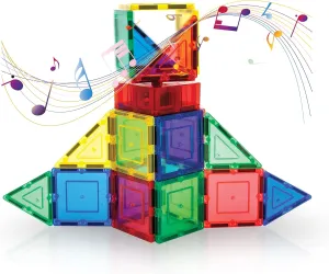 PicassoTiles Music Box Magnet Tile Building Block Musical Mechanism Piano Magnetic Tiles Blocks Construction Toy Set STEM Learning Education Kit Playset Boys Girls Toddlers Gift Kids Age 3 & Up PTE20