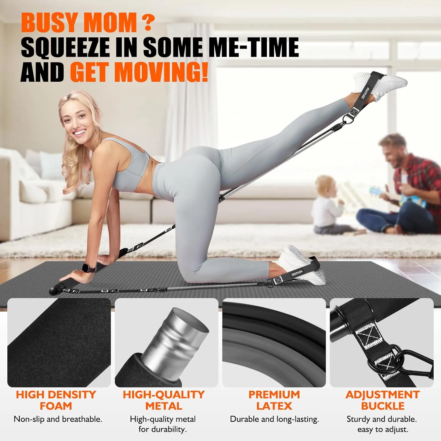 Pilates Bar Kit with Resistance Bands, Pilates Equipment, Multifunctional Pilates Bar for Women & Men, Pilates bar kit for for Hip, Back, Arm, Full-Body Workouts, Home Gym Strength Training Equipment