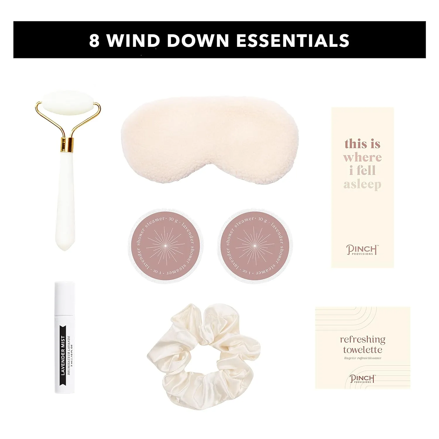 Pinch Provisions Wind Down Kit, Includes 8 Luxury Self Care and Spa Beauty Essentials, Perfect for Birthday Present, Self-Care Nights, Bachelorette, Christmas or Slumber Party Gift