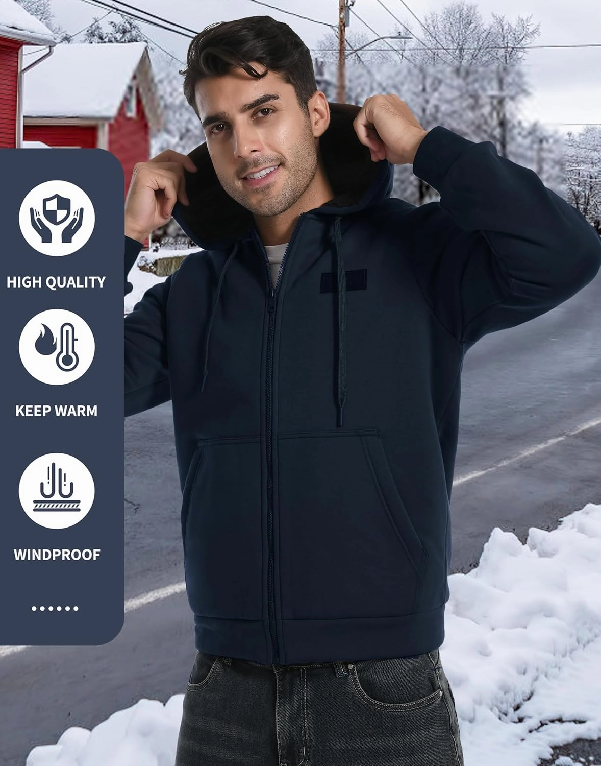 Pioneer Camp Men's Sherpa Lined Hoodie Full Zip Up Heavyweight Hooded Jacket Sweatshirt Fleece Fall Winter Coat with Pocket