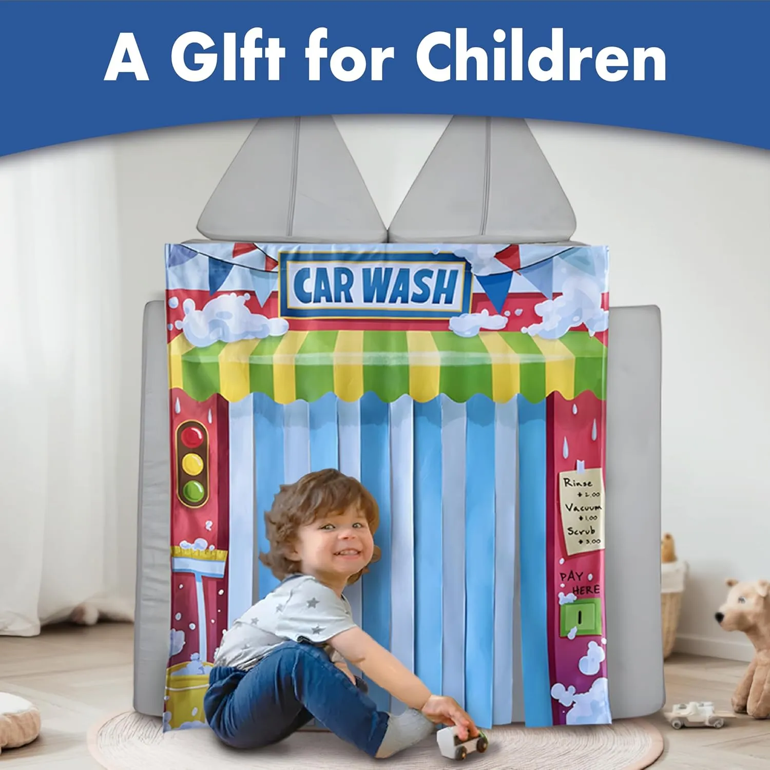 Play Panel for Kids Play Couch Childrens Foam Sofa Modular Play Panel for Toddler (Sofa not Included) (Car Wash)
