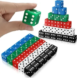 Poen 30 Pcs Standard Dice 25 mm Casino Theme Party Dice Large Opaque Jumbo Acrylic D6 Bulk Sifter for Casino Theme Party Board Vegas Birthday Supply(Colorful)