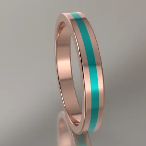 Polished Rose Gold 3mm Stacking Ring Turquoise Resin
