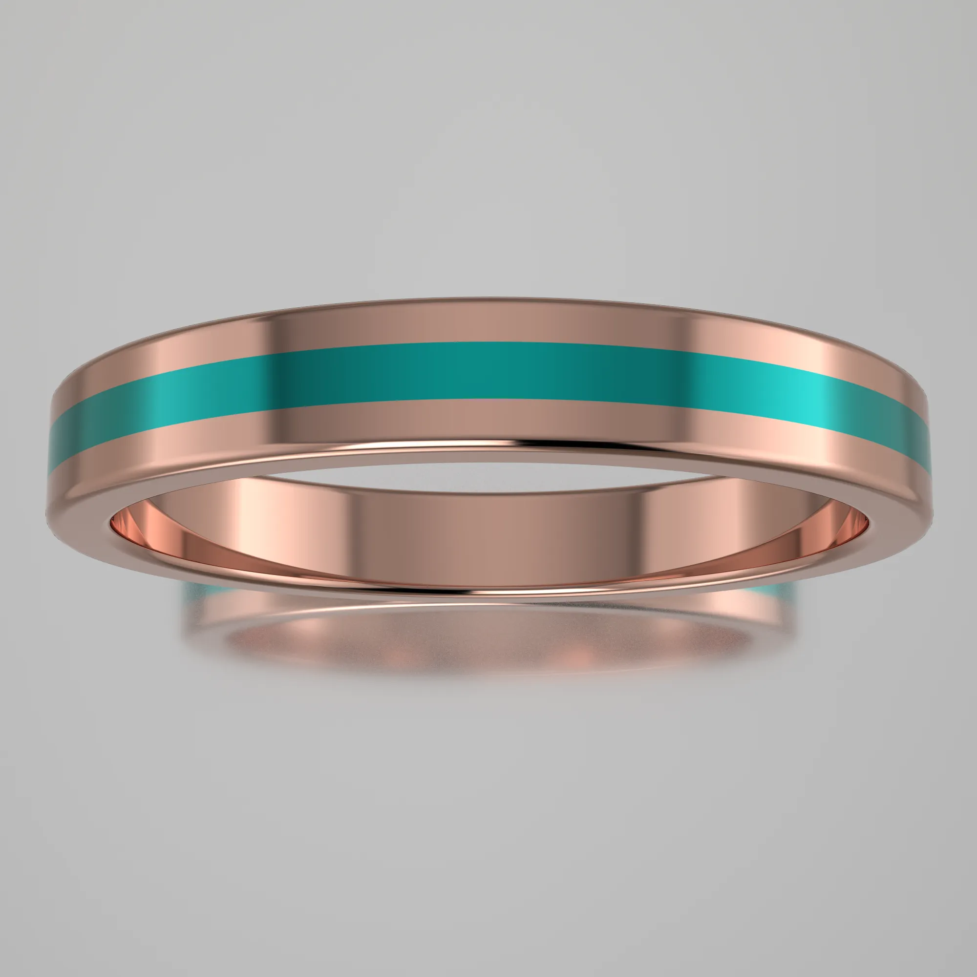 Polished Rose Gold 3mm Stacking Ring Turquoise Resin