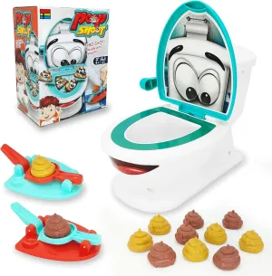 Poop Toys, Famliy Shooting Game, Funny Creativity Family Game, for 4-10 Year Old Kids Boy Girl, Include 1 Toilet Bowl, 2 Dexterity Launchers, 12 Soft Plastic Toy Poops