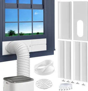 Portable AC Window Vent Kit, with 5.9” Exhaust Hose, 5.9" Coupler and Bird Guard, Adjustable Air Conditioner Window Seal Kit Length Range (17” to 63”), Universal Sliding AC Vent Kit