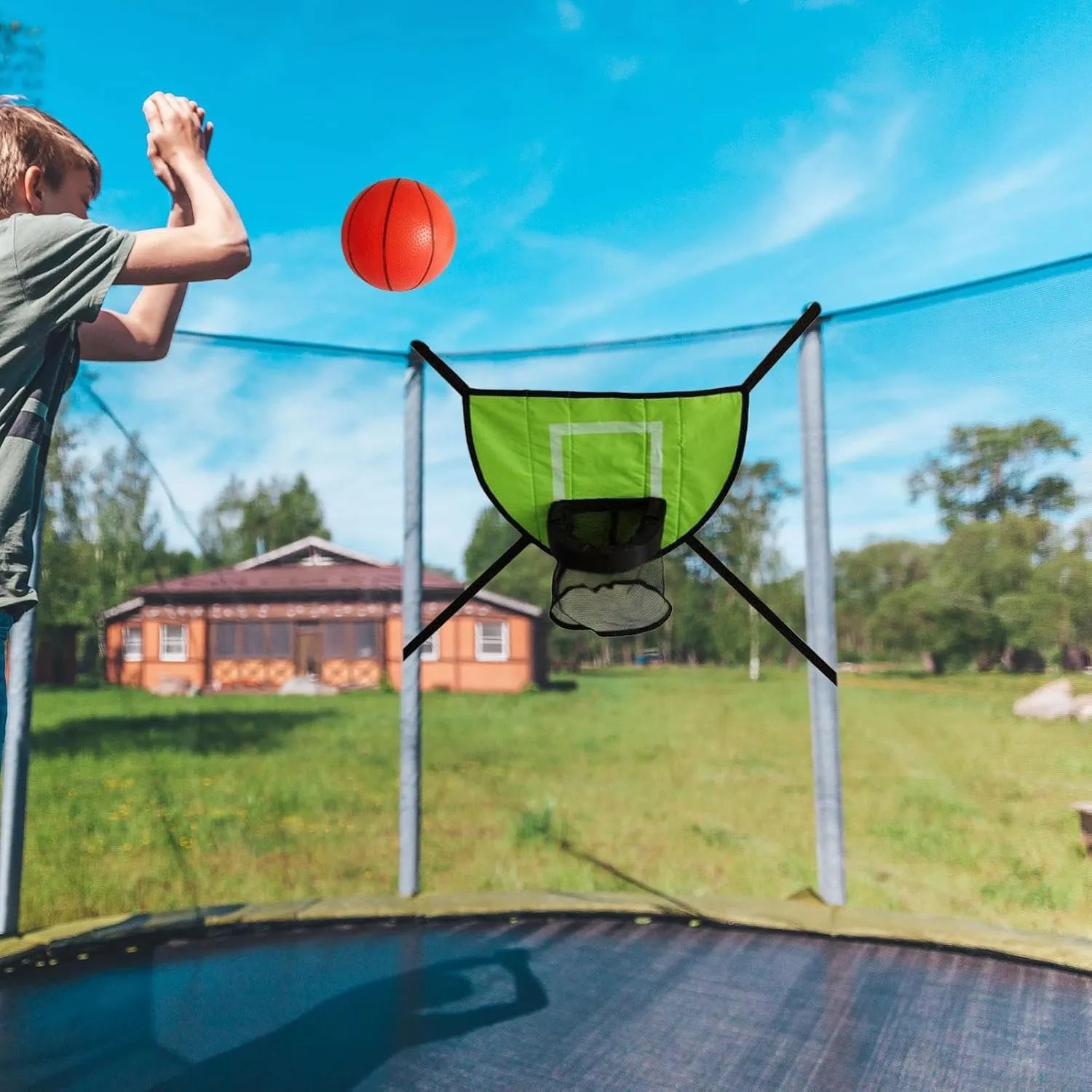 Portable Basketball Hoop for Trampoline - Fun Outdoor Game for All Ages