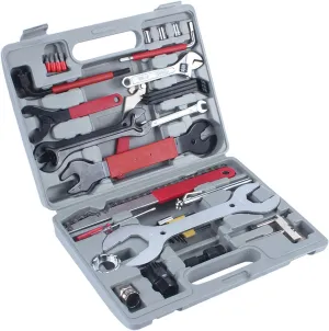 Portable Bike Puncture Tyre Pump 44pcs Repair Multi Tools Kit with Freewheel Turner for Mountain Bikers and Cycling Enthusiasts