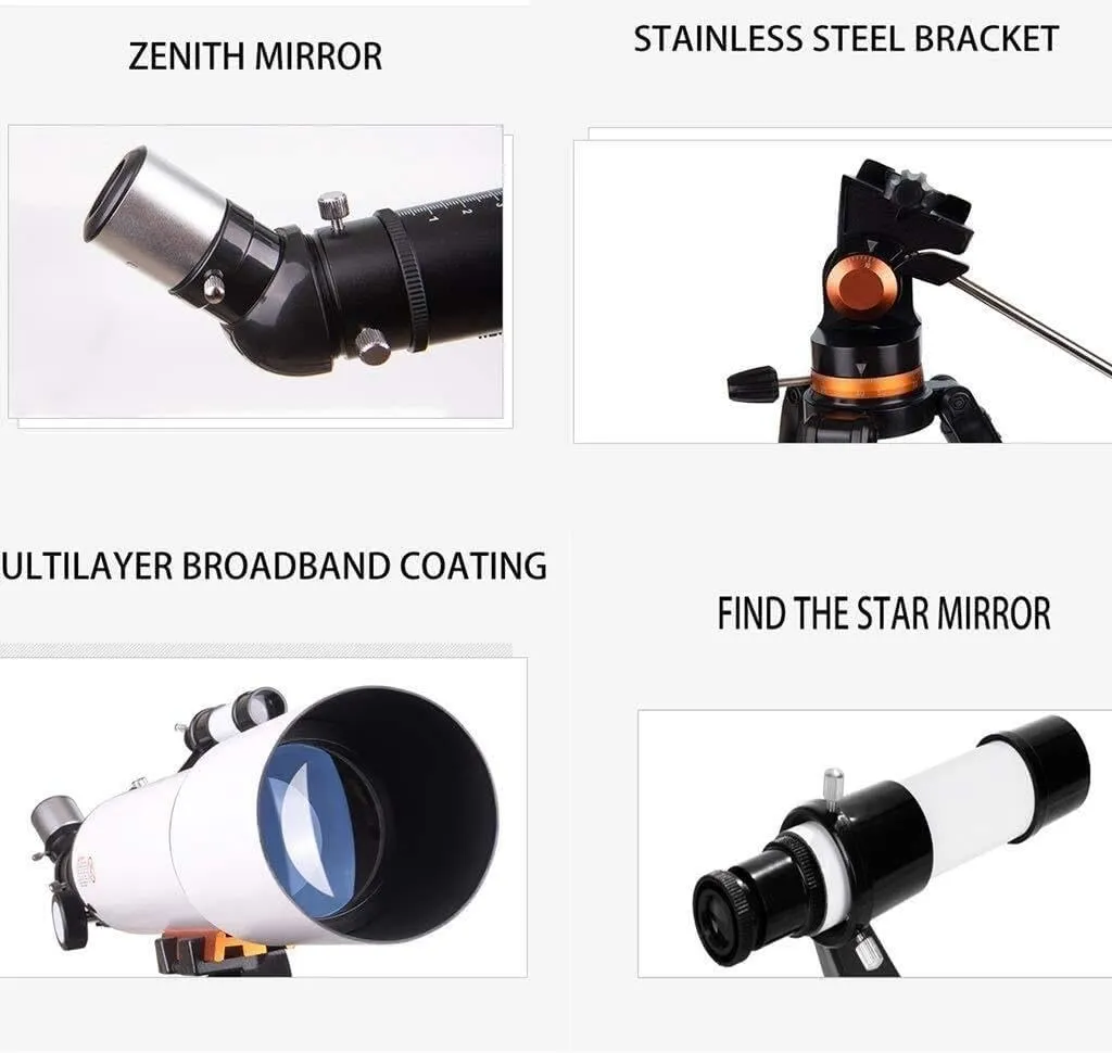 Portable Monocular Telescope for Kids & Adults, 500mm Focal Length Refractor Telescope with Carrying Bag, Ideal for Beginners, Bird Watching, Stargazing & Travel