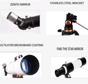 Portable Monocular Telescope for Kids & Adults, 500mm Focal Length Refractor Telescope with Carrying Bag, Ideal for Beginners, Bird Watching, Stargazing & Travel