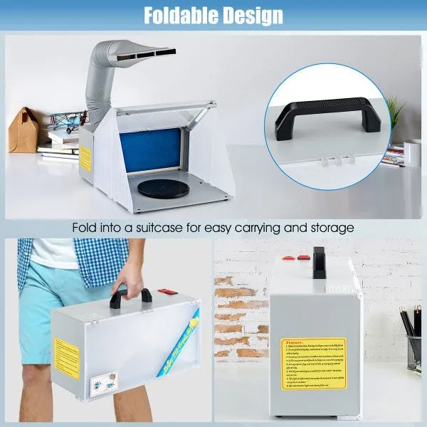Portable Spray Booth and Airbrush Kit -  LED Light & Filter Hose for DIY Model Painting
