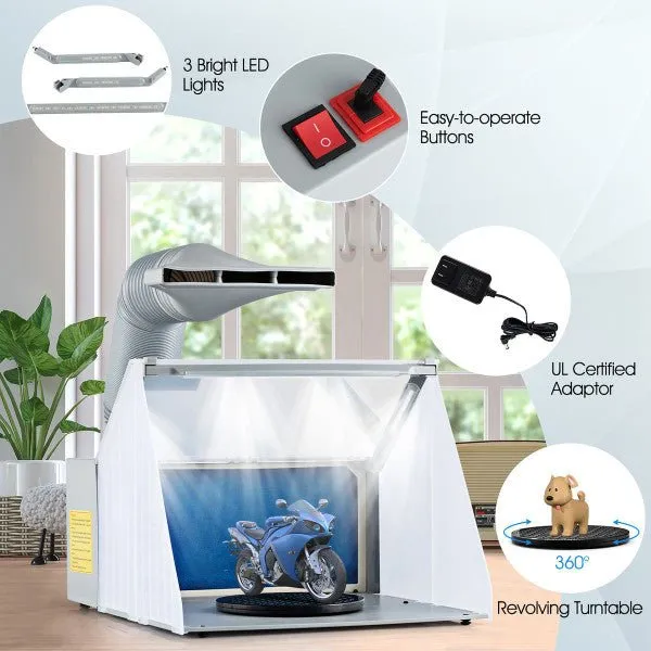 Portable Spray Booth and Airbrush Kit -  LED Light & Filter Hose for DIY Model Painting