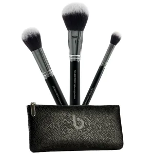 Powder Makeup Brushes Set with Case – Beauty Junkees 3pc Face Body Make Up Brush, Large Fluffy Finishing, Blush Bronzer Multitasker, Setting; Loose, Pressed, Minerals; Synthetic, Vegan Cruelty Free
