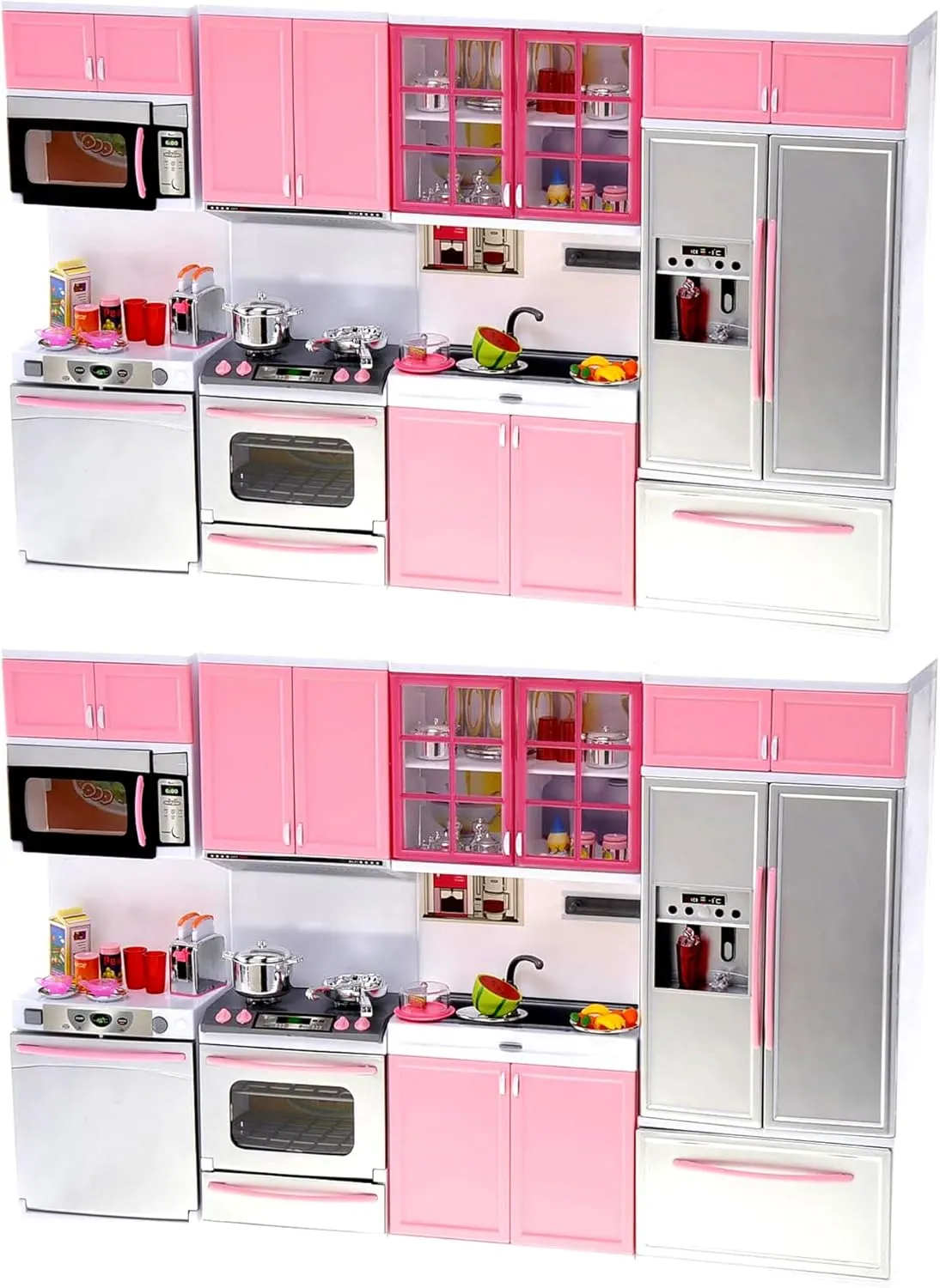PowerTRC 2 Sets of Kids Battery Operated Modern Kitchen Playset Great for Dolls and Toy Figures