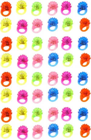 PowerTRC Flashing LED Light Up Jelly Rubber Rings Finger Toys for Kids