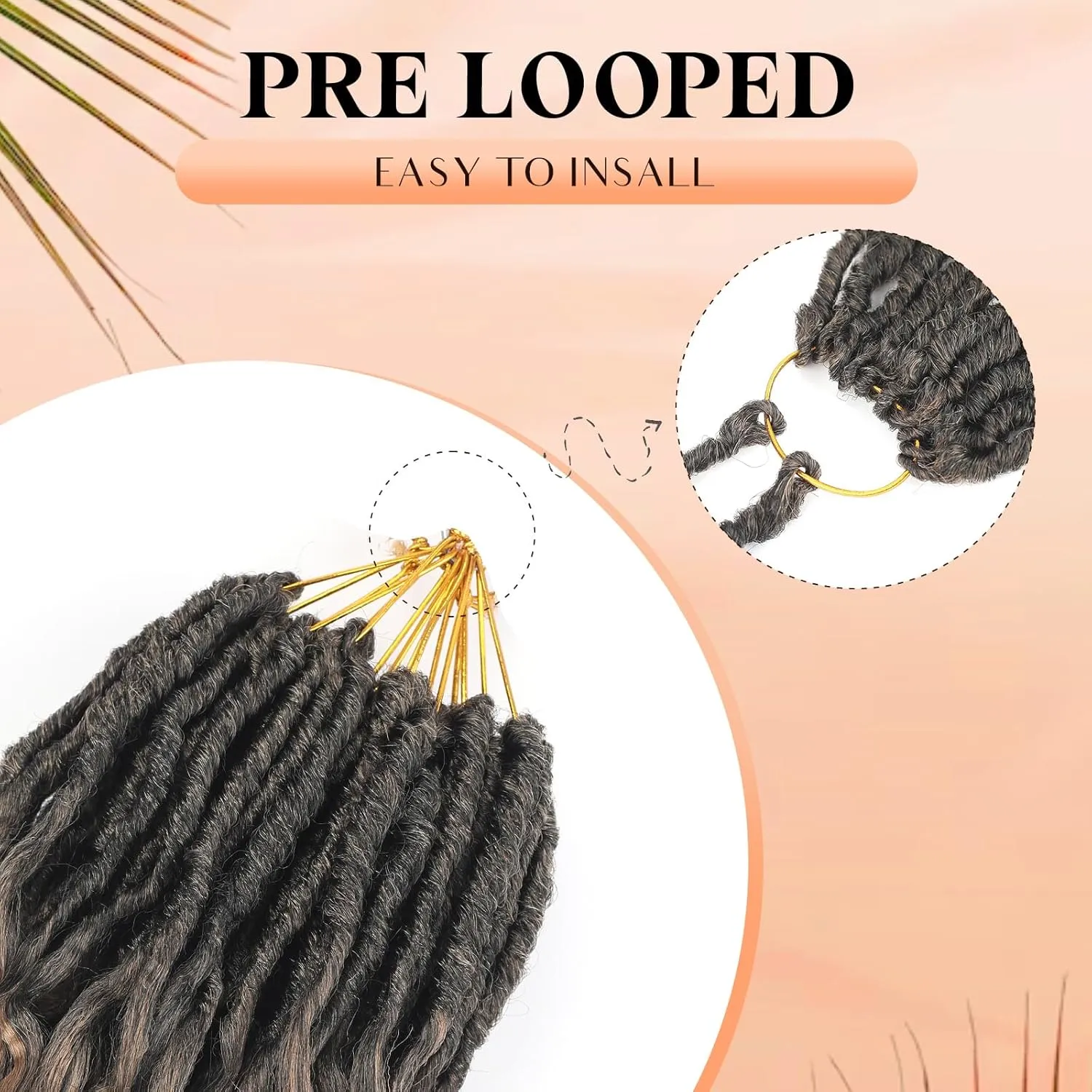 Pre-Looped Deep Faux Locs Crochet Hair for Black Women 8 Packs 12 Inch Goddess Locs Hair With Deep Wave Curly EndsPrelooped Synthetic Crochet Braids,Lightweight& Natural Look(12",T1B/27#)