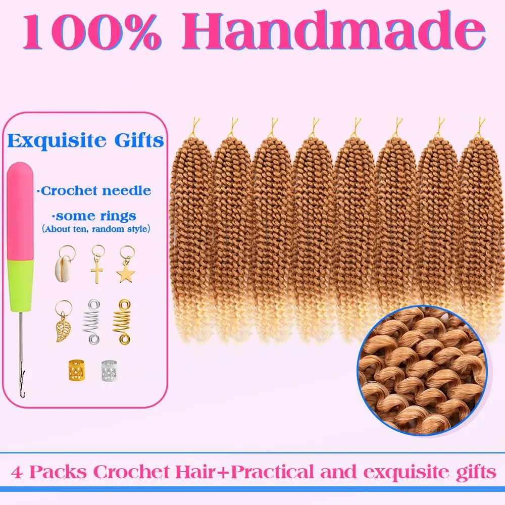 Pre-Looped Passion Twist Hair 18inch Water Wave Crochet Hair For Black Women 8 Packs Spring Twist Crochet Braiding Hair Extensions (199# mbre Aubumn)