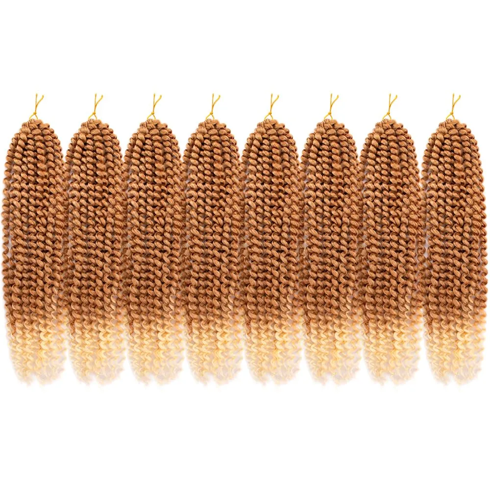 Pre-Looped Passion Twist Hair 18inch Water Wave Crochet Hair For Black Women 8 Packs Spring Twist Crochet Braiding Hair Extensions (199# mbre Aubumn)