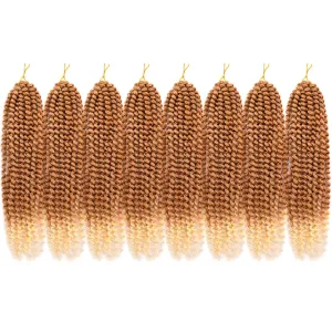 Pre-Looped Passion Twist Hair 18inch Water Wave Crochet Hair For Black Women 8 Packs Spring Twist Crochet Braiding Hair Extensions (199# mbre Aubumn)