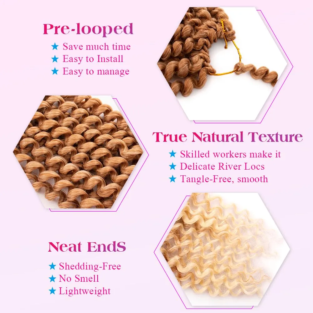 Pre-Looped Passion Twist Hair 18inch Water Wave Crochet Hair For Black Women 8 Packs Spring Twist Crochet Braiding Hair Extensions (199# mbre Aubumn)