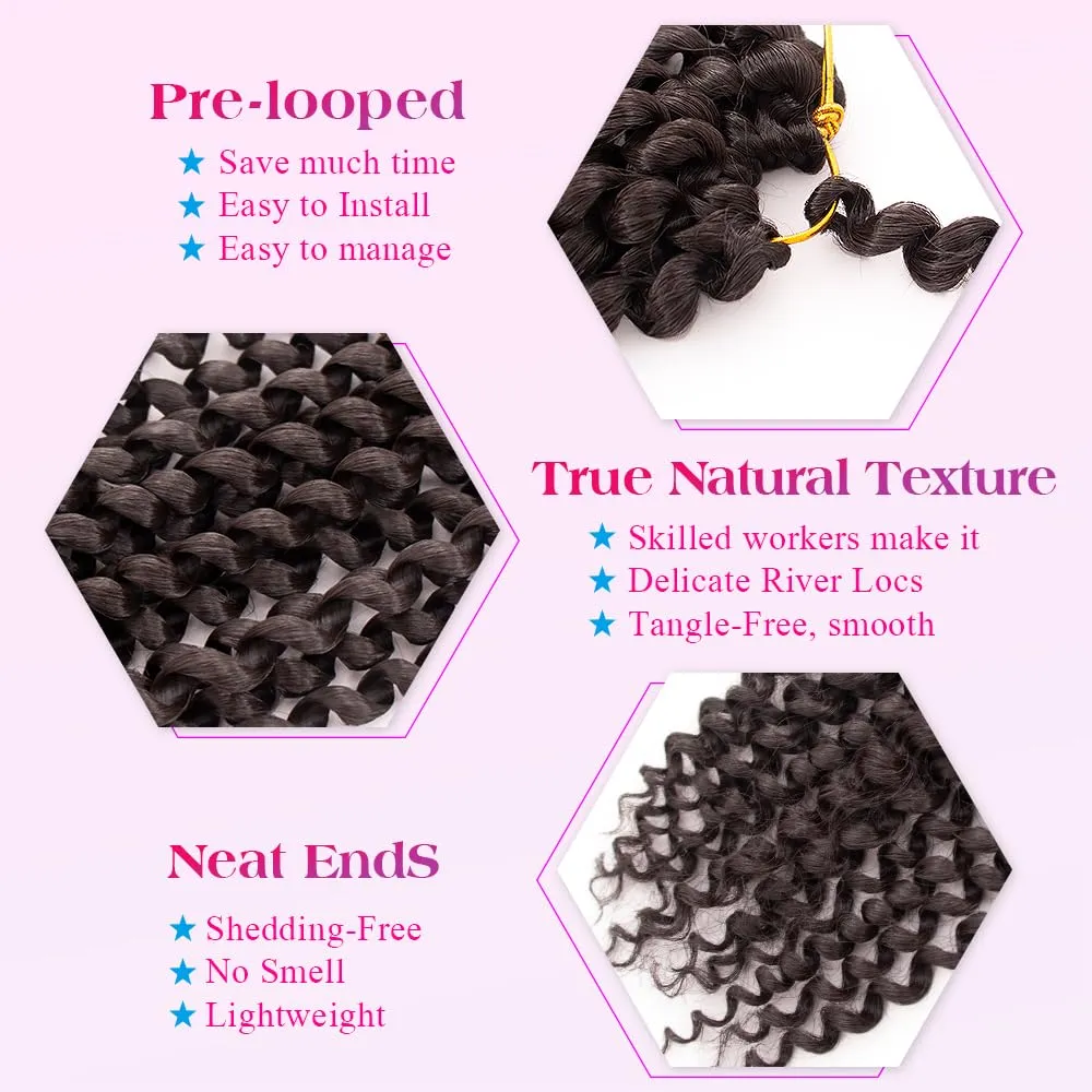 Pre-Looped Passion Twist Hair 18inch Water Wave Crochet Hair For Black Women 8 Packs Spring Twist Crochet Braiding Hair Extensions (2# Dark Brown Hair)