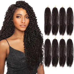 Pre-Looped Passion Twist Hair 18inch Water Wave Crochet Hair For Black Women 8 Packs Spring Twist Crochet Braiding Hair Extensions (2# Dark Brown Hair)