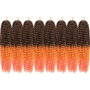 Pre-Looped Passion Twist Hair 18inch Water Wave Crochet Hair For Black Women 8 Packs Spring Twist Crochet Braiding Hair Extensions (MT2/144/3101#/Ombre Orange Hair)