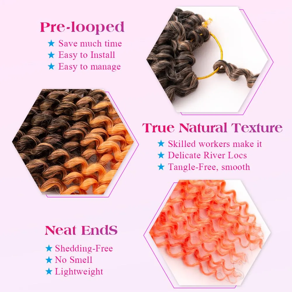 Pre-Looped Passion Twist Hair 18inch Water Wave Crochet Hair For Black Women 8 Packs Spring Twist Crochet Braiding Hair Extensions (MT2/144/3101#/Ombre Orange Hair)