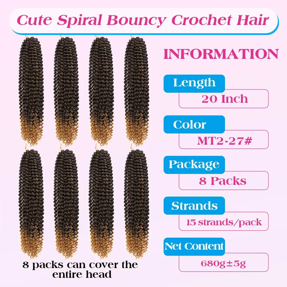 Pre-Looped Passion Twist Hair 18inch Water Wave Crochet Hair For Black Women 8 Packs Spring Twist Crochet Braiding Hair Extensions (MT2/27# 0mbre Light Auburn)