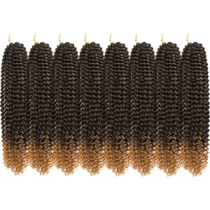 Pre-Looped Passion Twist Hair 18inch Water Wave Crochet Hair For Black Women 8 Packs Spring Twist Crochet Braiding Hair Extensions (MT2/27# 0mbre Light Auburn)