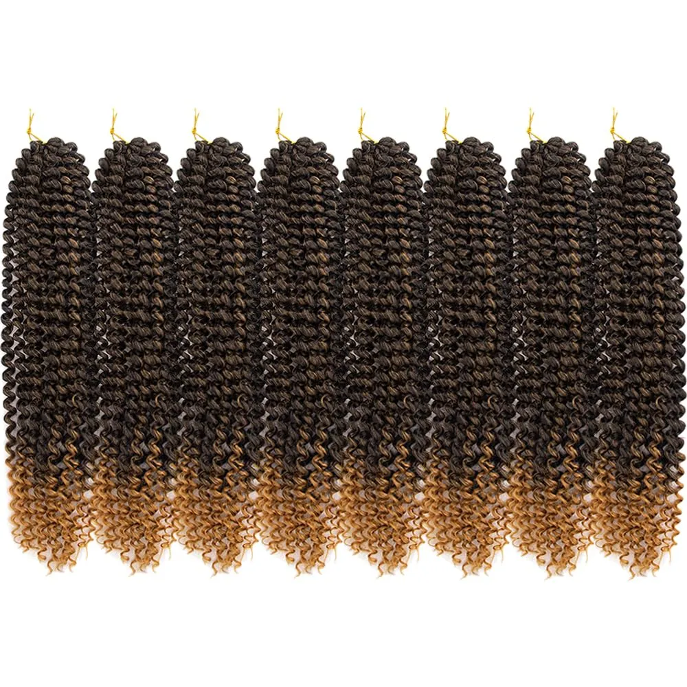 Pre-Looped Passion Twist Hair 18inch Water Wave Crochet Hair For Black Women 8 Packs Spring Twist Crochet Braiding Hair Extensions (MT2/27# 0mbre Light Auburn)