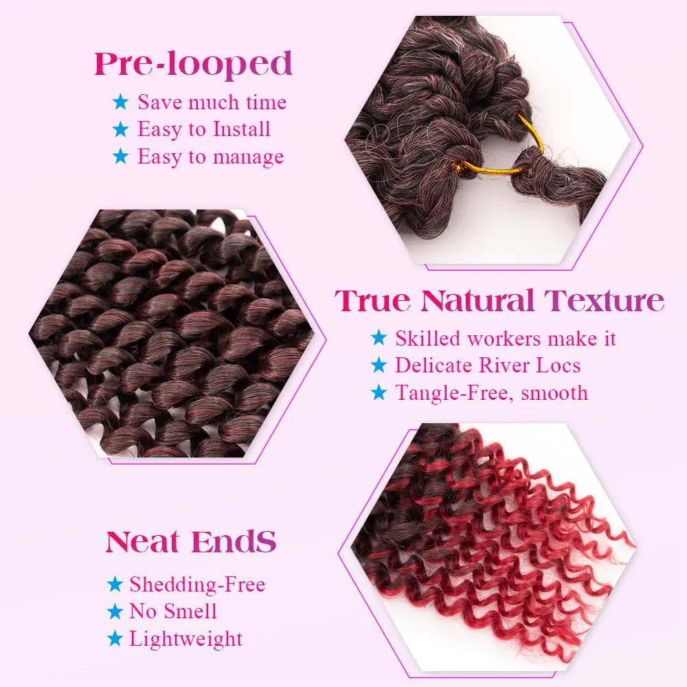 Pre-Looped Red Passion Twist Hair 18inch Water Wave Crochet Hair For Black Women 8 Packs Spring Twist Crochet Braiding Hair Extensions (MT2/1557# Ombre Red Hair)