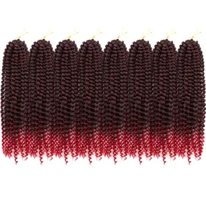 Pre-Looped Red Passion Twist Hair 18inch Water Wave Crochet Hair For Black Women 8 Packs Spring Twist Crochet Braiding Hair Extensions (MT2/1557# Ombre Red Hair)