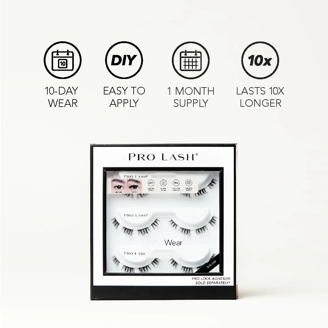 Pro Lash ProWear Mini Lash Clusters Kit - Easiest to Apply Lashes - 10-Day Cluster Eyelash Extensions - False Eyelashes Plus Adhesive and Tweezers - Classic No. 01 - Black