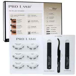 Pro Lash ProWear Starter Lash Clusters Kit - Easiest to Apply Lashes - 10-Day Cluster Eyelash Extensions - 3 Sets of False Eyelashes Plus Adhesive, Remover, Tweezers - Volume No. 02 - Black
