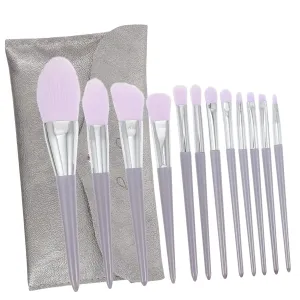Professional Makeup Brush Set 12 Pcs Wood Handle Soft Denser Silkier Hair Non-shedding for Women Girls Ladies Foundation Powder Blush