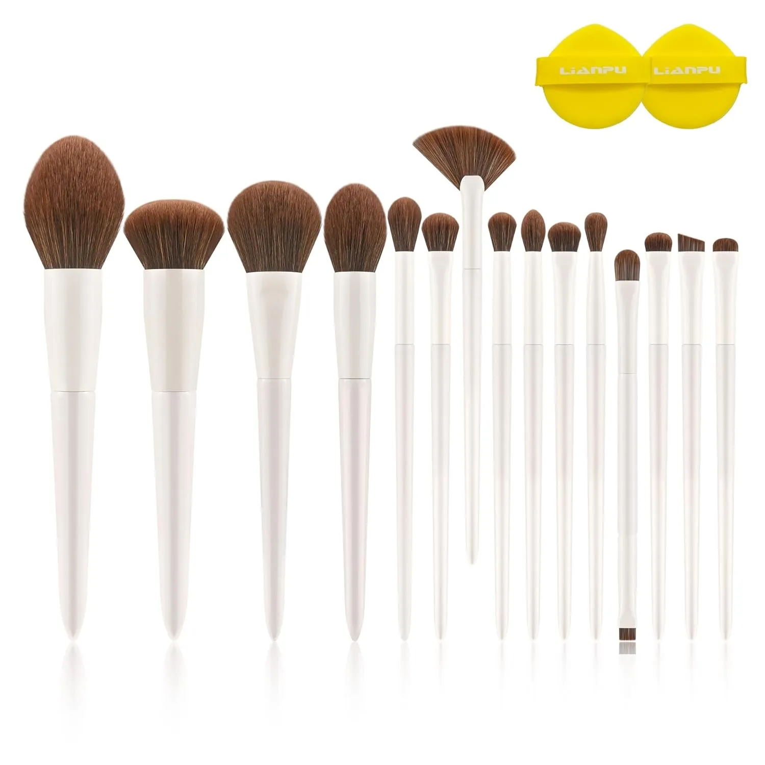 Professional Makeup Brush Set, 15 Piece White Collection with Storage Case, Synthetic Powder Foundation Contour Blending Kit (Brown without box)