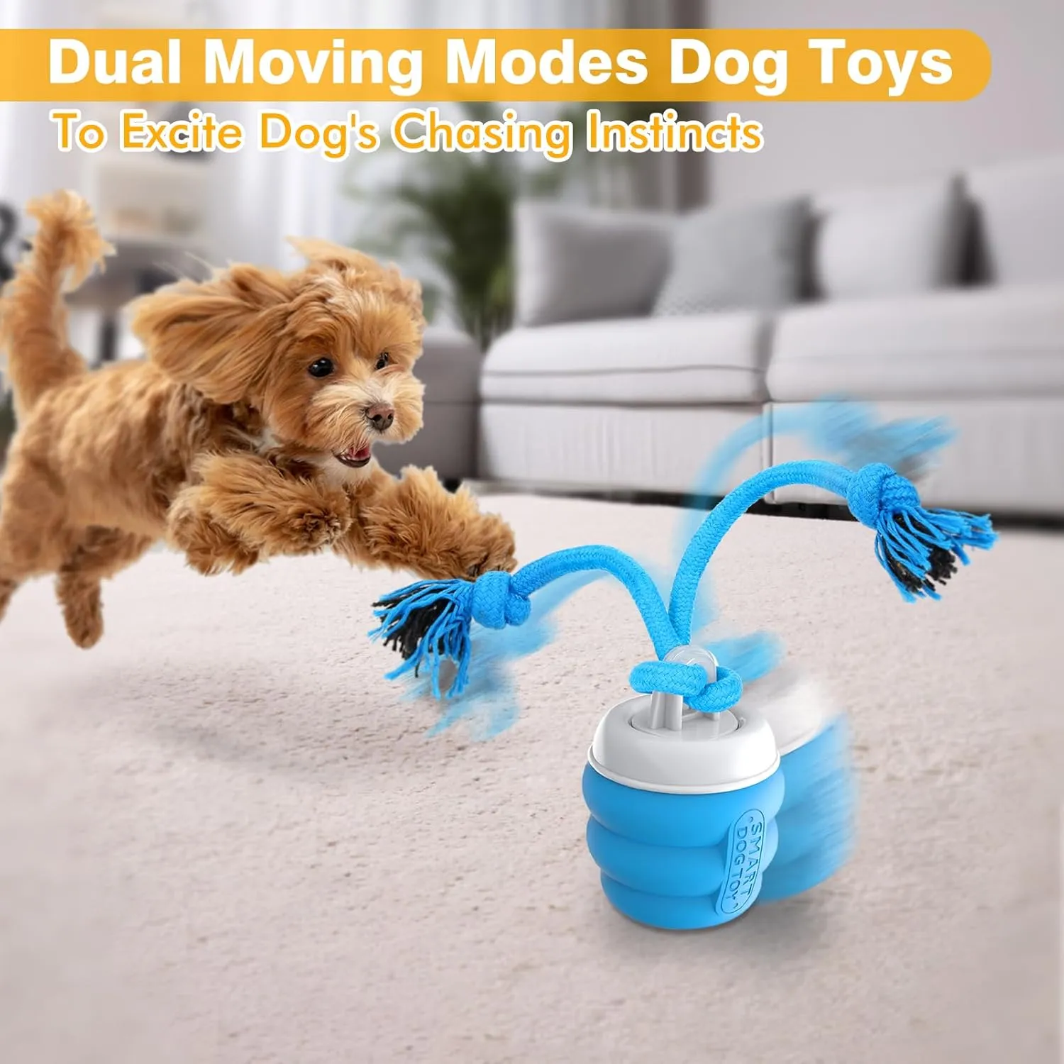 PUHOHUN Interactive Dog Toys Ball - Fun Moving Dogs Toy to Keep Them Busy | Rechargeable Smart Automatic Dog Balls for Large, Medium, and Small Puppy Dogs for Boredom (Cerulean, Ball)
